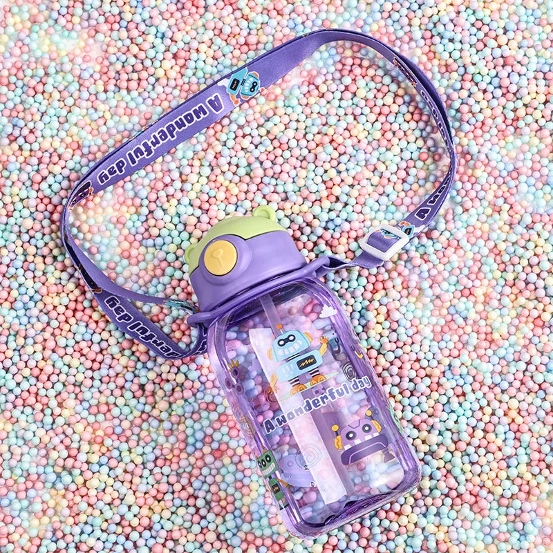 Toddler/ Children Sippy Cup with a Straw and a Shoulder Strap