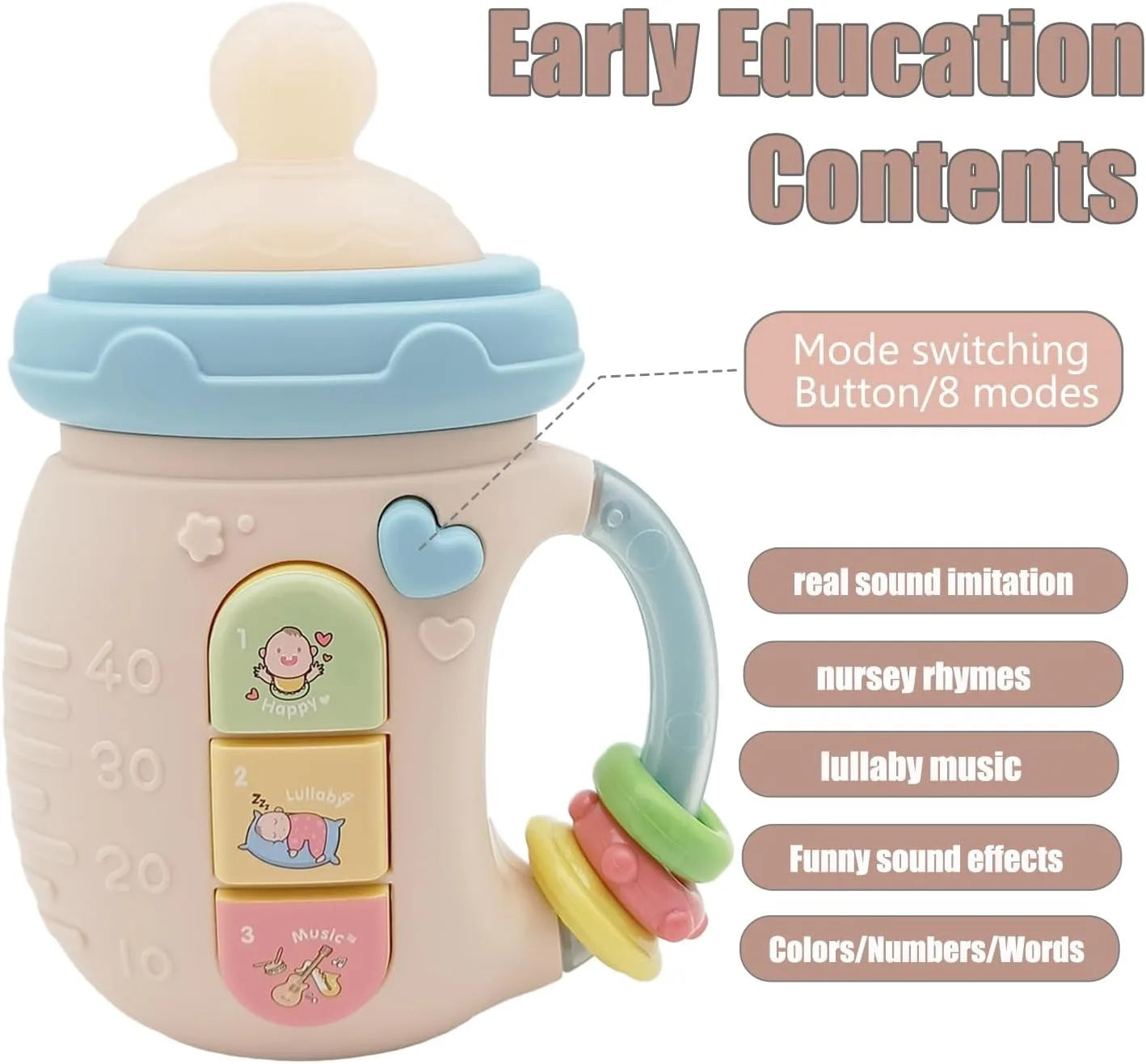 Musical Light-up Baby Bottle Rattle and Teether