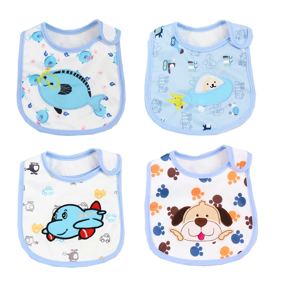 4 Pc. Baby Boy/Girl Cartoon Bibs