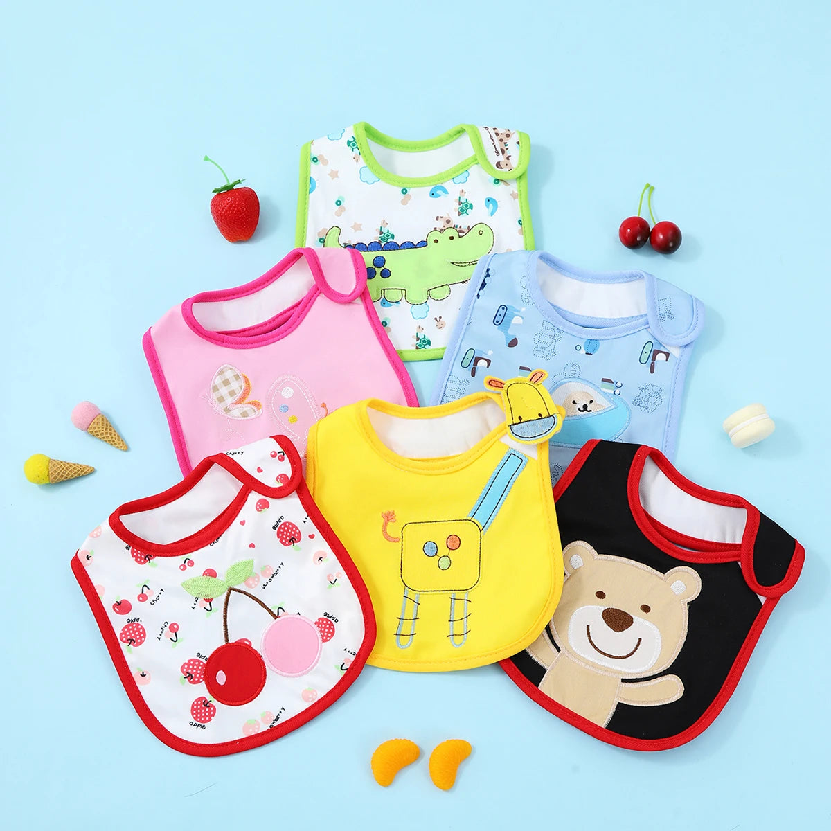 4 Pc. Baby Boy/Girl Cartoon Bibs