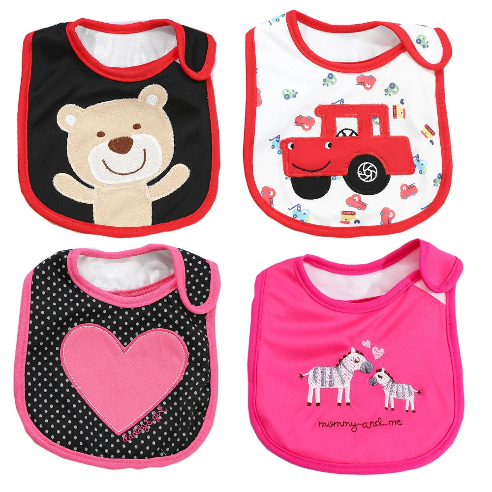 4 Pc. Baby Boy/Girl Cartoon Bibs