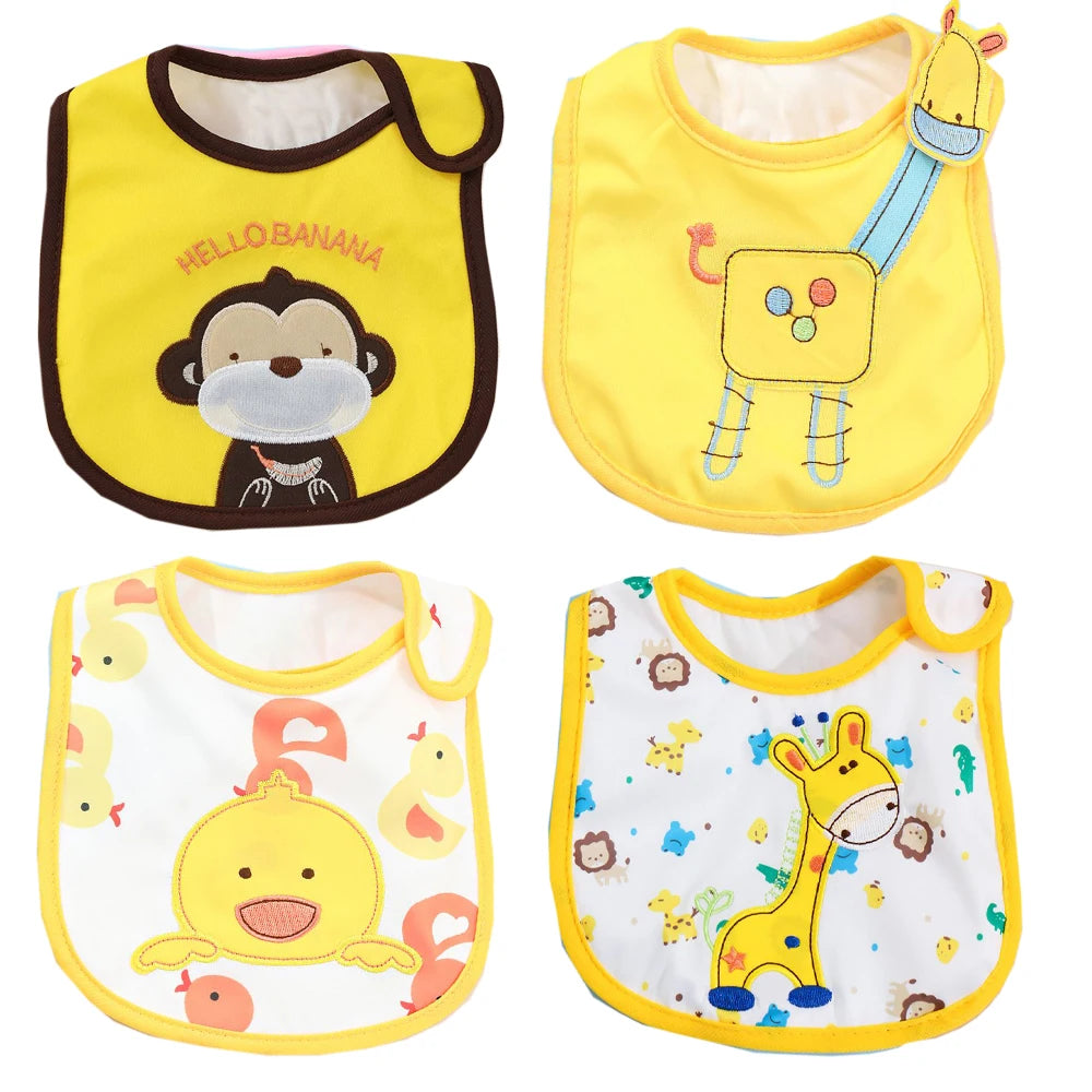 4 Pc. Baby Boy/Girl Cartoon Bibs