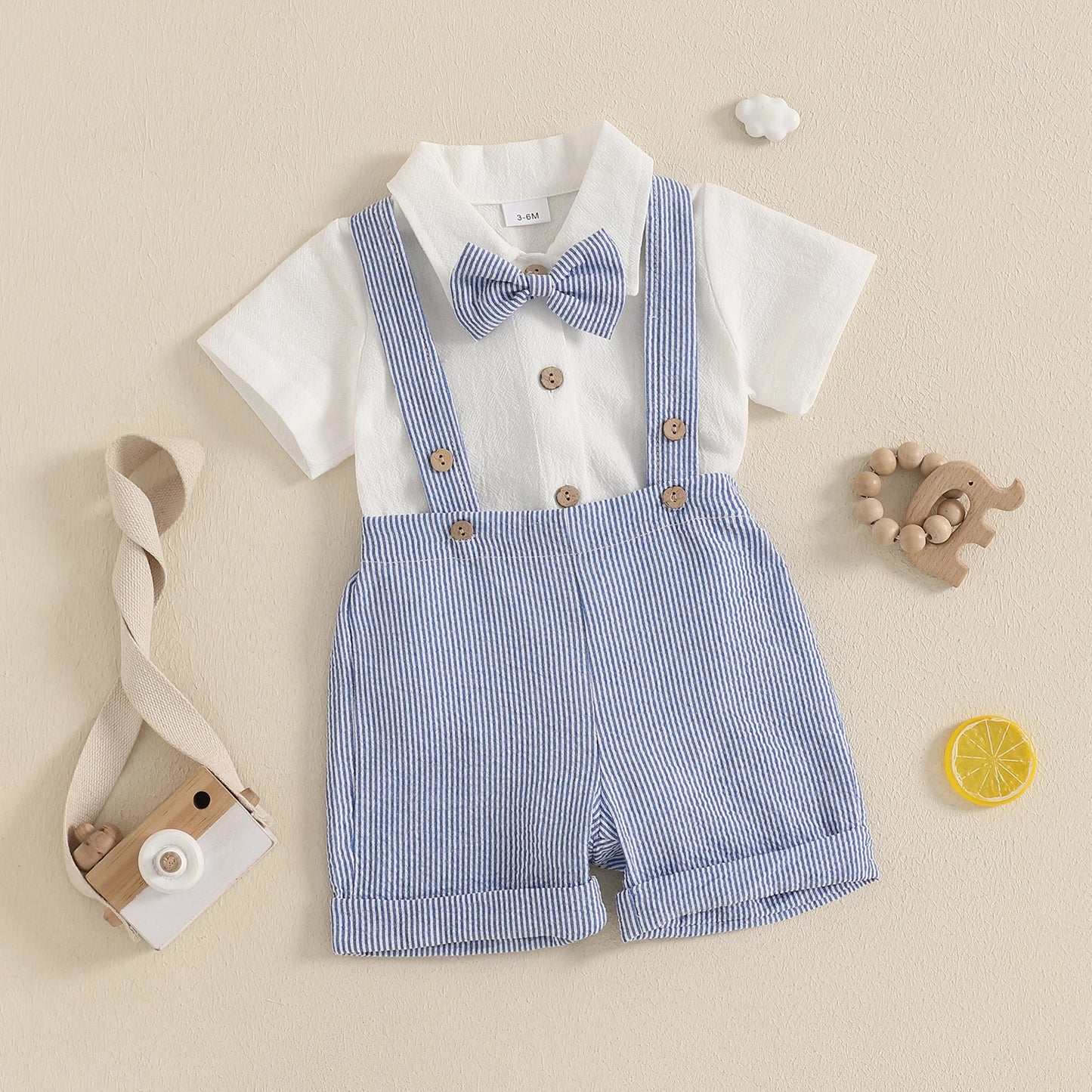 Handsome baby boy dressy romper- elegant and comfortable.
