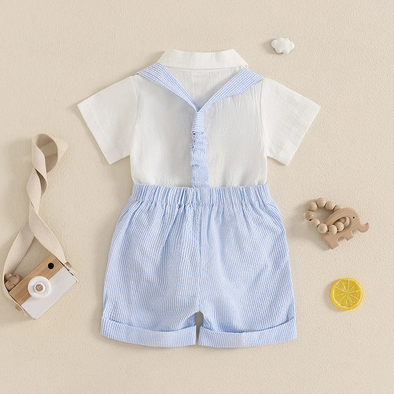 Handsome baby boy dressy romper- elegant and comfortable.
