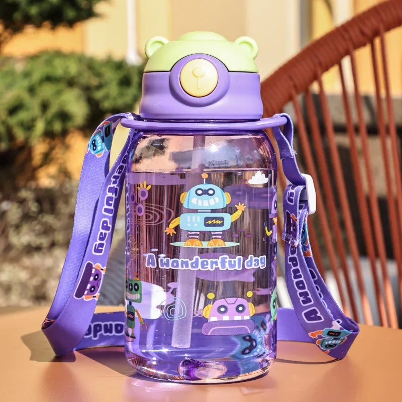 Toddler/ Children Sippy Cup with a Straw and a Shoulder Strap