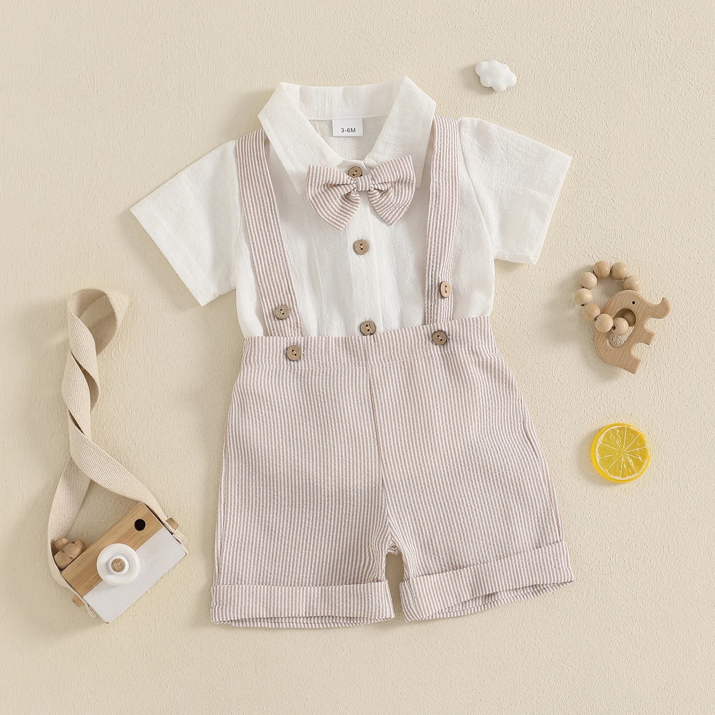Handsome baby boy dressy romper- elegant and comfortable.