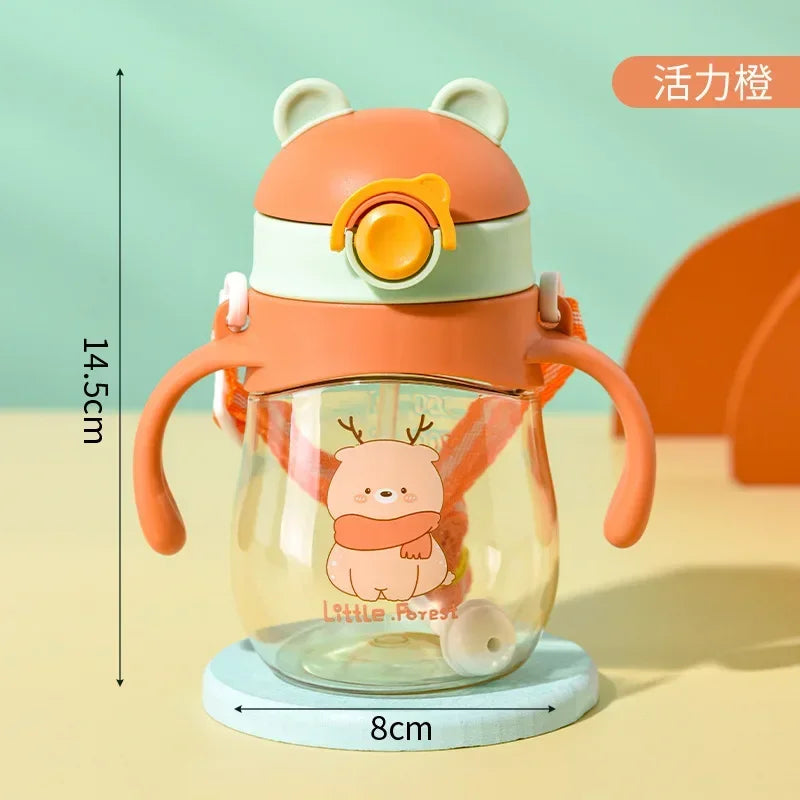 Toddler/Child Sippy or Feeding Cup with a Straw and a Grip Handle.