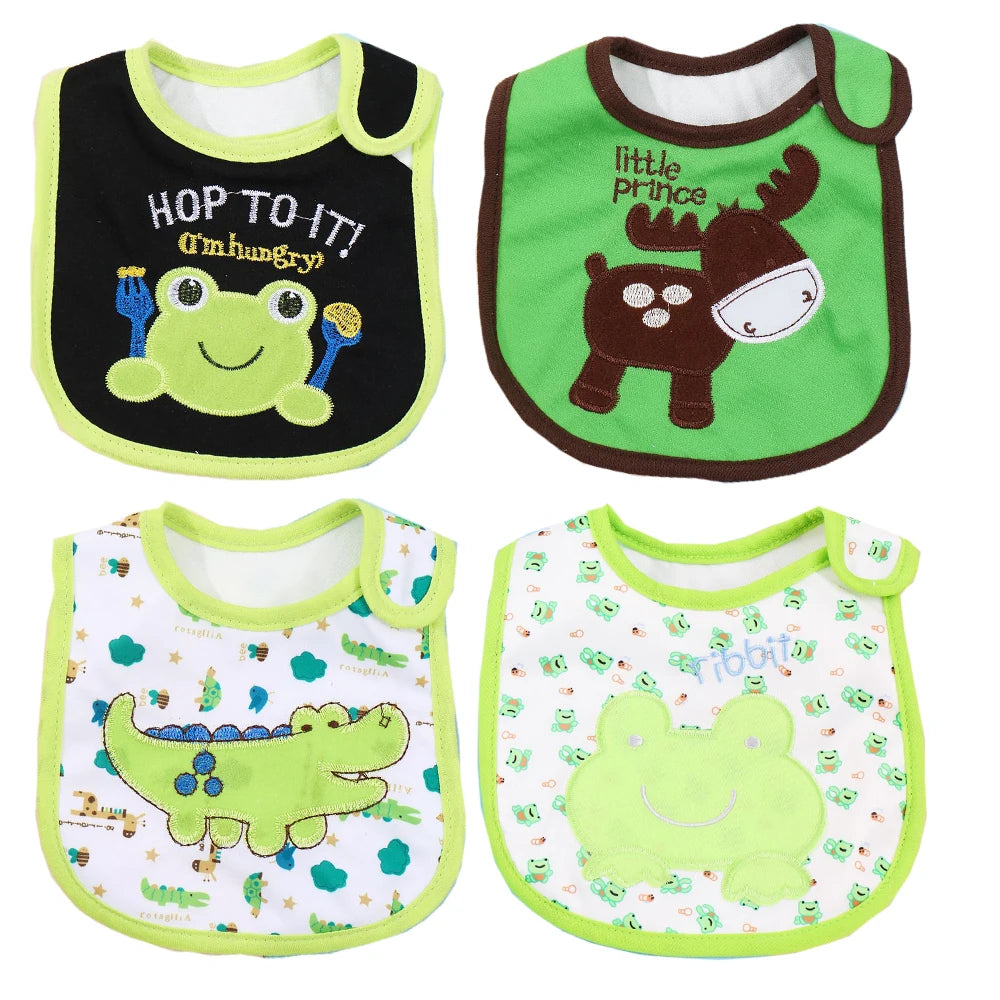 4 Pc. Baby Boy/Girl Cartoon Bibs