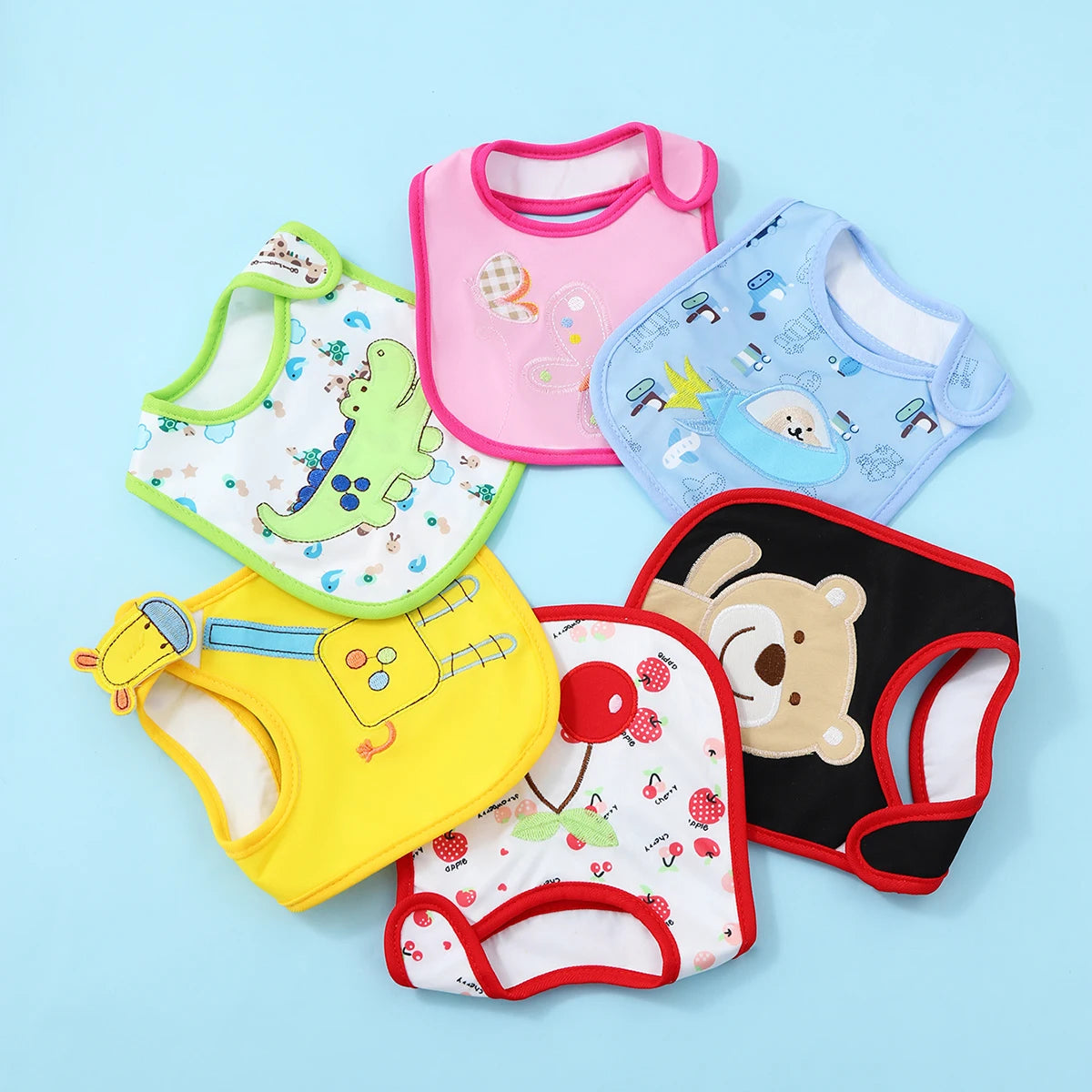 4 Pc. Baby Boy/Girl Cartoon Bibs