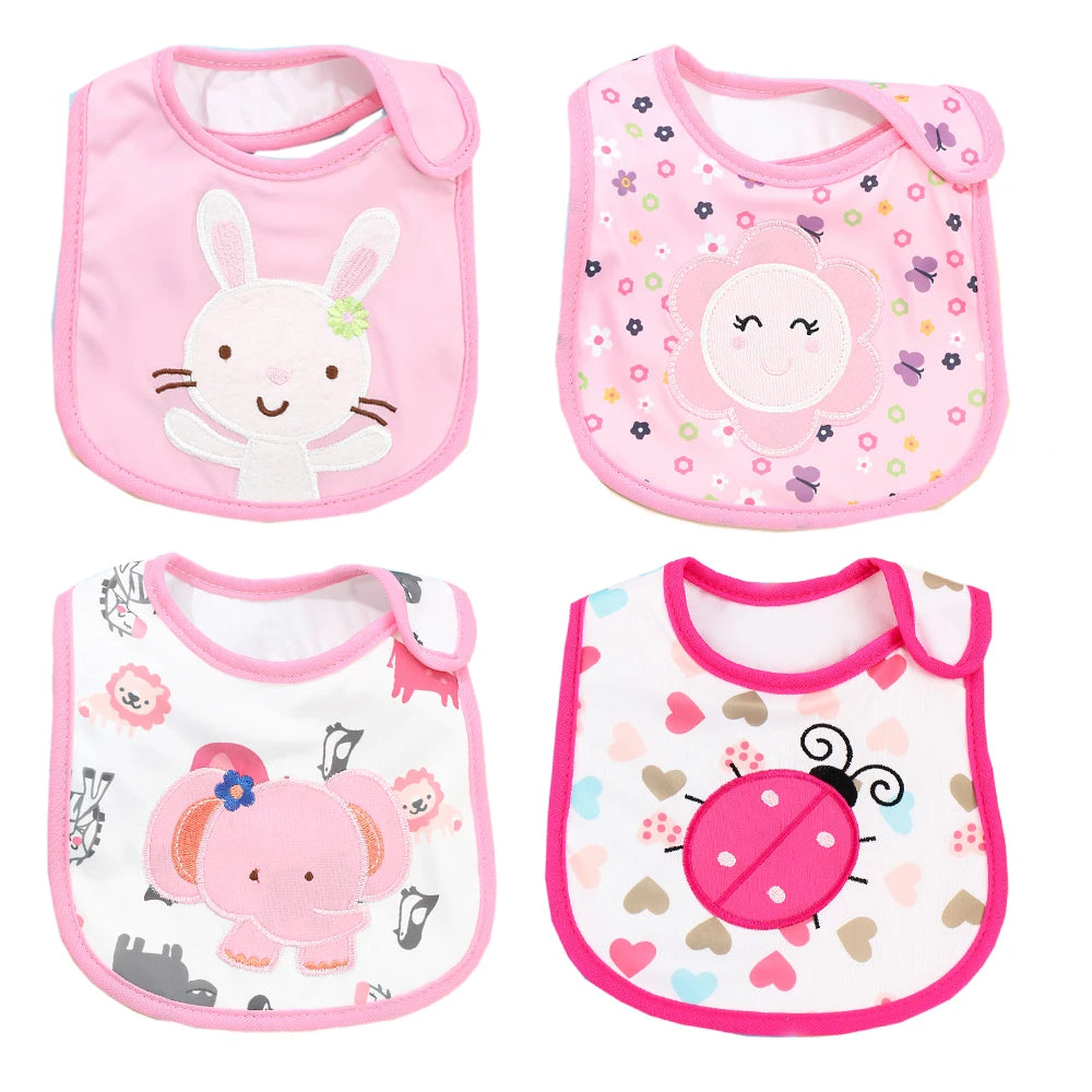 4 Pc. Baby Boy/Girl Cartoon Bibs