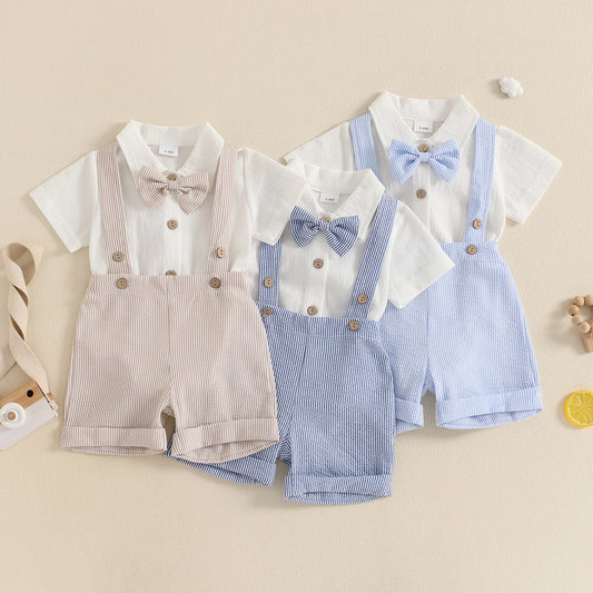 Handsome baby boy dressy romper- elegant and comfortable.