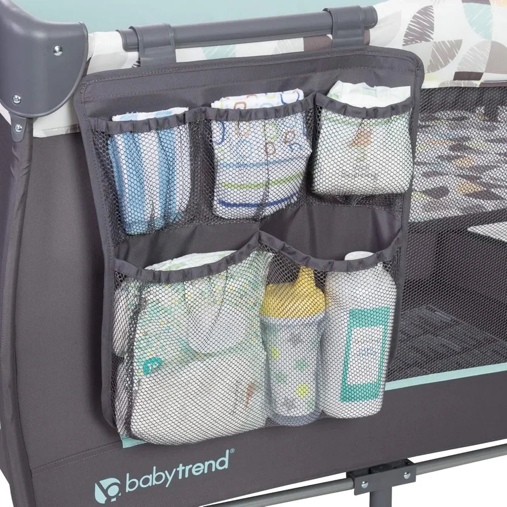 Portable Pack and Play Crib with Parent Organizer, Bassinet, and Travel Bag